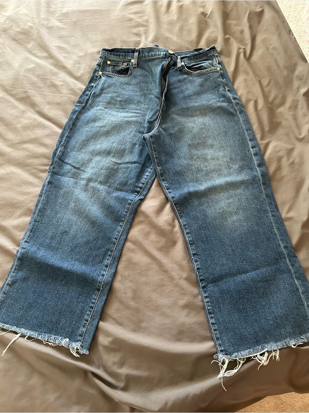 7 For All Mankind Women's Cropped Wide-Leg Jeans in Medium Blue